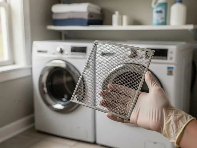 Wallingford Center Dryer Vent Cleaning specialist performing detailed lint trap cleaning service in Wallingford Center