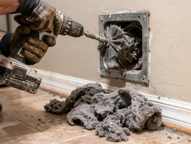 Certified Wallingford Center Dryer Vent Cleaning technician performing dryer vent cleaning in Wallingford Center